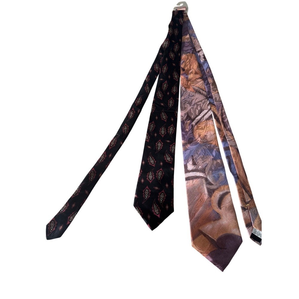 90s Love‎ Story Neckties Bundle Silk Abstract Paisley Men's Ties Set of 2 JFK Jr